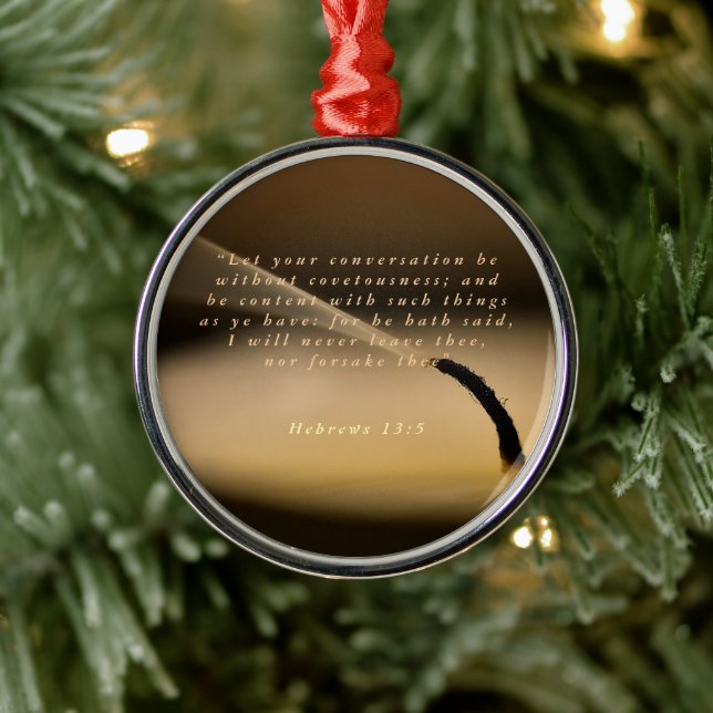 Hebrar 13:5 julgransprydnad metall (Träd)