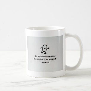 Hebrarna 12:1 Låt oss springa med uthållighet.. Kaffemugg
