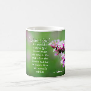 Hebré11:6 belönar han de som sökanden honom, bibel kaffemugg