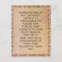 Hebreerbrev 11:6 KJV Bibelvers Minneskort Vykort