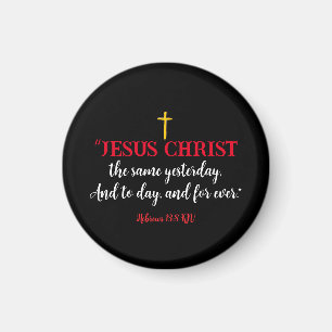Hebreerbrev 13:8 Kristet bibelvers svart magnet