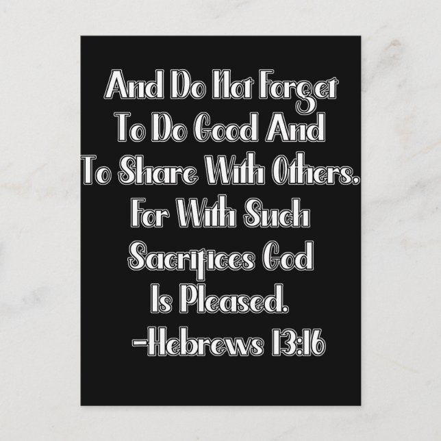 Hebreerbrevet 13:16 Bibelvers Vykort (Framsida)
