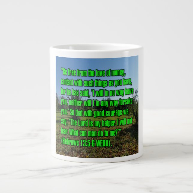 Hebreerbrevet 13:5-6 WEBU Mugg Jumbo Mugg (Framsidan)