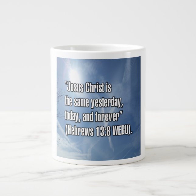 Hebreerbrevet 13:8 WEBU Mugg Jumbo Mugg (Framsidan)