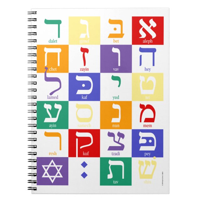 Hebréisk alfabetregnbågeanteckningsbok anteckningsbok med spiral (Framsidan)