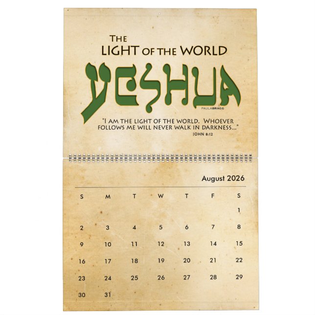Hebréisk judisk känd kristen Messiah för YESHUA Kalender (Aug 2026)