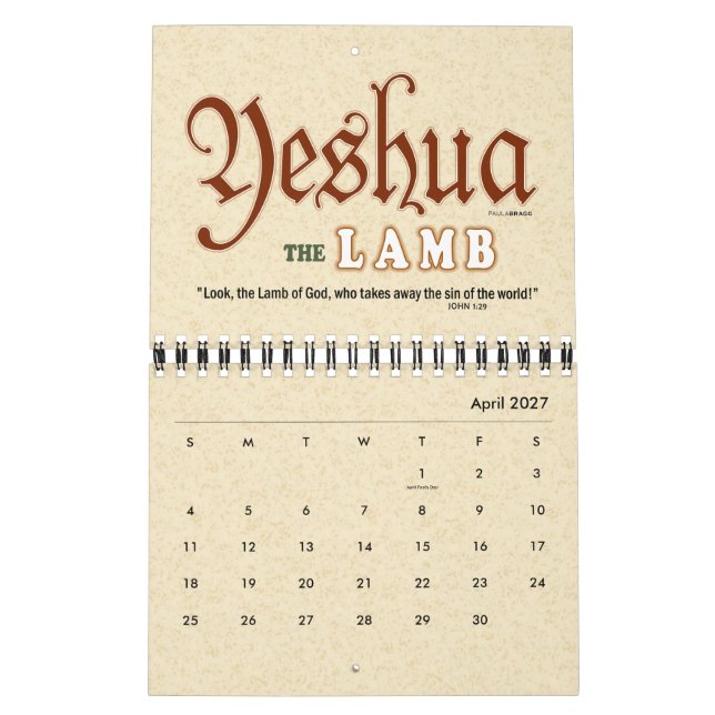 Hebréisk judisk känd kristen Messiah för YESHUA Kalender (Apr 2027)