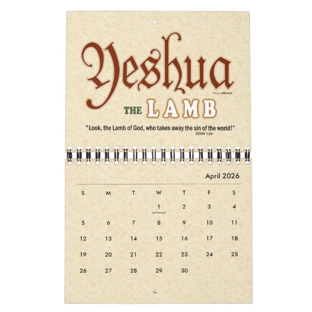 Hebréisk judisk känd kristen Messiah för YESHUA Kalender (Apr 2026)