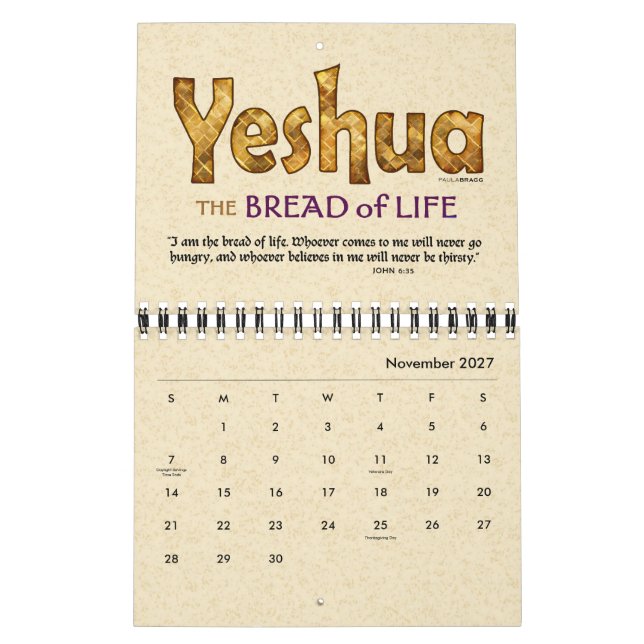 Hebréisk judisk känd kristen Messiah för YESHUA Kalender (Nov 2027)