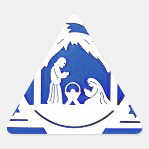 HEBRÉISK STJÄRNA MED NATIVITYJUL TRIANGELFORMAT KLISTERMÄRKE