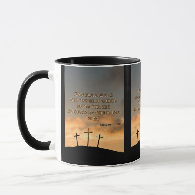 Hebreiska 11:1 KJV Bible Verse Pic Two-Tone Mugg (Vänster)