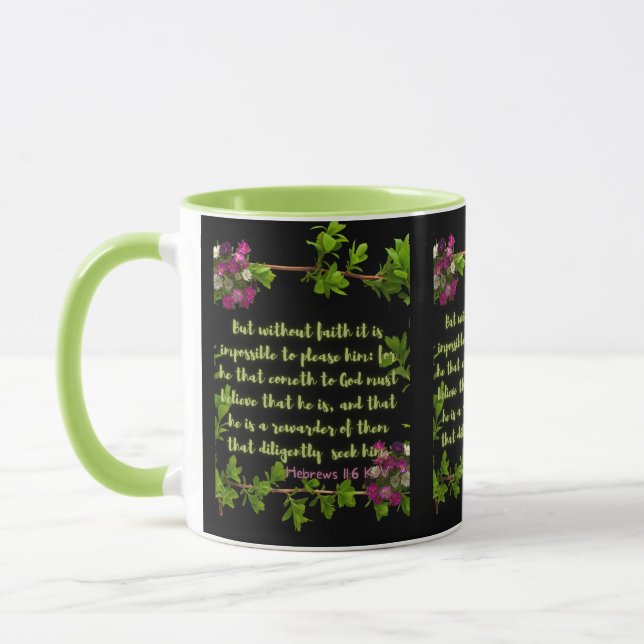 Hebreiska 11:6 KJV Bible Verse Pic Two-Tone Mugg (Vänster)