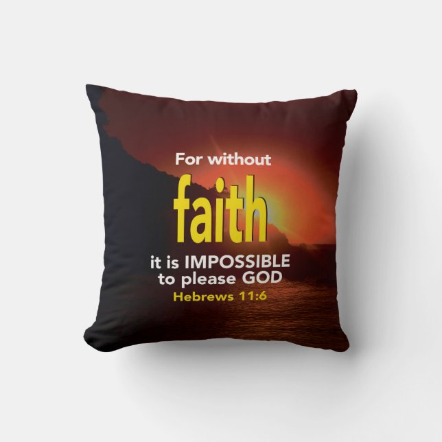 Hebreiska 11:6 UTAN FAITH Christian Scripture Kudde (Framsida)