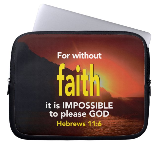 Hebreiska 11:6 UTAN FAITH Christian Scripture Laptop Fodral (Framsidan)