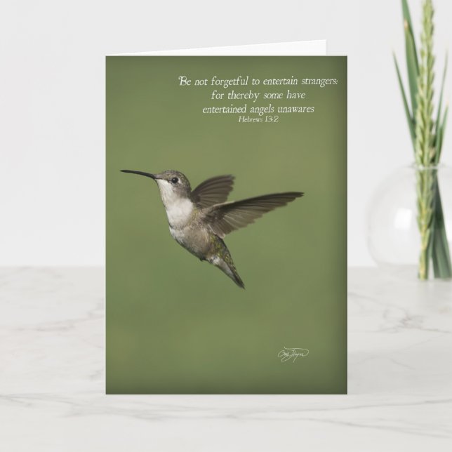 Hebreiska 13:2 Hummingbird Greeting Card-inspirati Kort (Framsida)