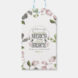 Hebreiska 4:16 citattecken med vit blommigt presentetikett
