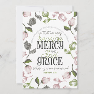 Hebreiska 4:16 citattecken med vit blommigt tack kort