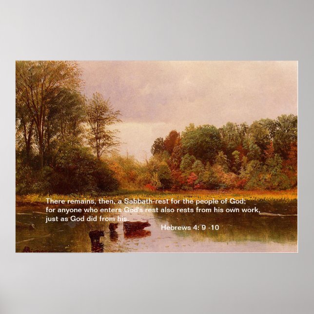 Hebreiska 4: 9-10, Albert Bierstadt Poster (Framsidan)