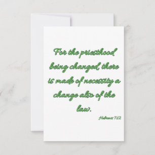 Hebreiska 7:12 KJV bibelns dubbla platta gratulati Kort