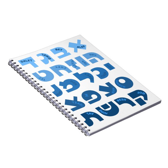 Hebreiska Alef-Bet i Ombre Blue Jewish Children Anteckningsbok (Högra Sidan)
