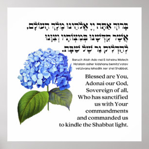 Hebreiska bladen för shabbat Candles Hydrangea Poster