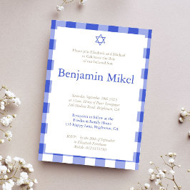 Hebreiska Brit Milah Pojke judisk Blue Inbjudningar