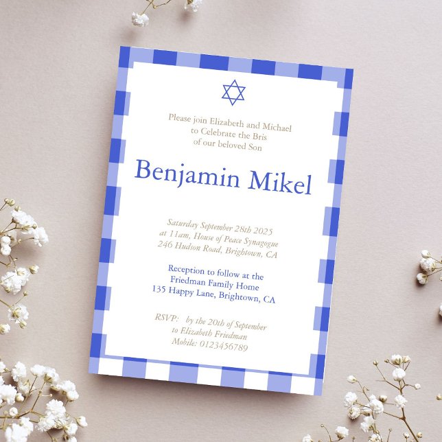 Hebreiska Brit Milah Pojke judisk Blue Inbjudningar (Skapare uppladdad)