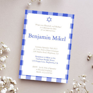 Hebreiska Brit Milah Pojke judisk Blue Inbjudningar