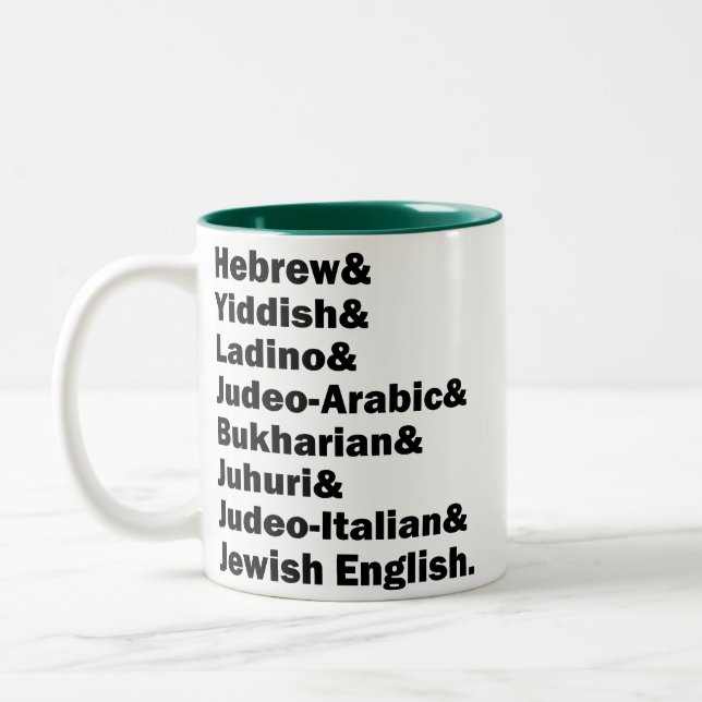 Hebreiska& Jiddisch& Ladino& Judisk engelska& etc. Två-Tonad Mugg (Vänster)