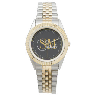 Hebreiska monogrammed Namn & Elegant Namnteckning Armbandsur