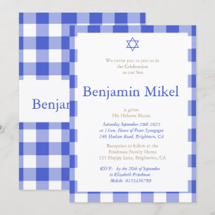 Hebreiska Pojke, som namnger Ceremony Jewish Blue Inbjudningar