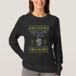 Hebreiska Shalom-jude freden var med dig. T Shirt<br><div class="desc">Hebrew Shalom Yall Jewish Peace be med dig Hanukkah Menorah.</div>