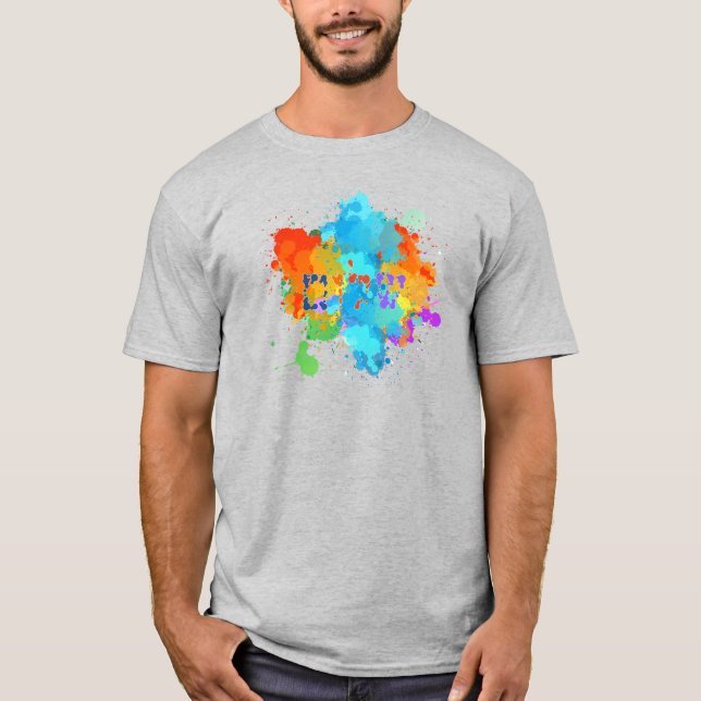 Hebreiska "Shalom" med bakgrundsbild Paint Stänk T Shirt (Framsida)