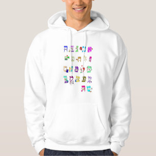 Hebréiskt alfabet sweatshirt med luva