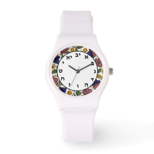 Hebreiskt nummer klossar judisk armenisk Blommigt Armbandsur
