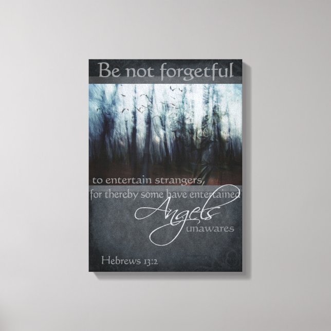 Hebreix 13:2 Angel Quote Wrapped Canvas (Framsida)