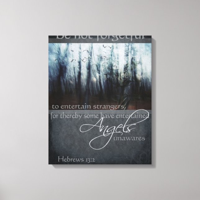 Hebreix 13:2 Angel Quote Wrapped Canvas (Framsida)