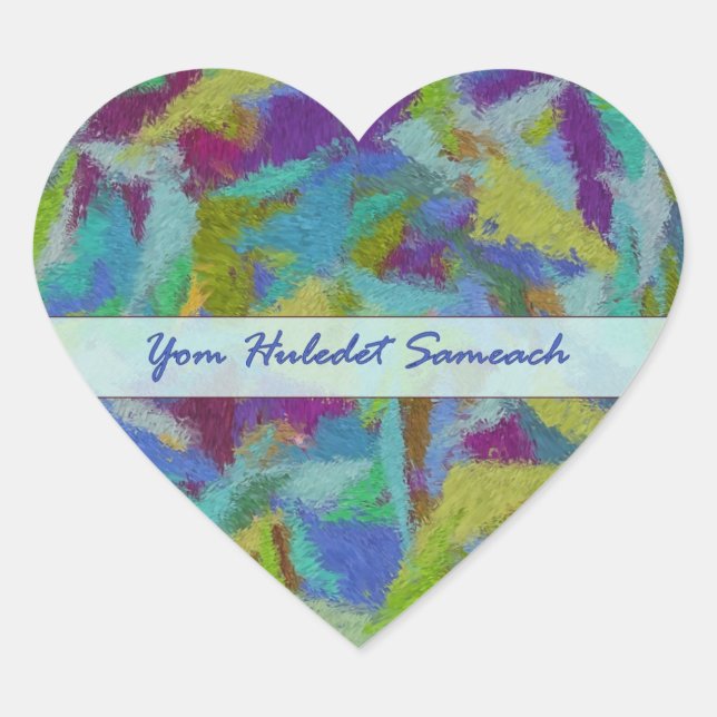 Hebrel Birthday Abstrakt Painting Heart Sticker Hjärtformat Klistermärke (Framsida)