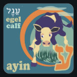 Hebrew Aleph-Bet Animal Stickers-Ayin Fyrkantigt Klistermärke<br><div class="desc">Hebreiska Aleph Bet Sticker-Learning Hebrew kan vara roligt med djurklistermärken. Ett djur för varje brev i Aleph-Bet.</div>