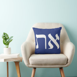 Hebrew Aleph Tav Mörk blått Kudde