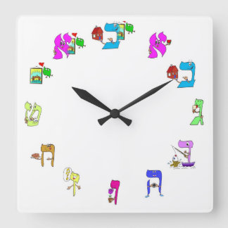 Hebrew alphabet clock fyrkantig klocka