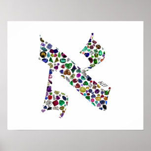 Hebrew Brev ALEF tillverkat av Gemstones Poster