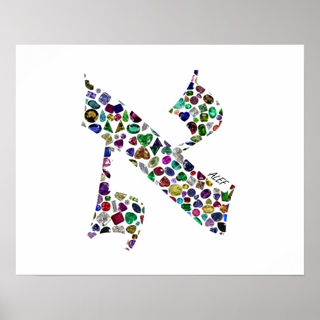Hebrew Brev ALEF tillverkat av Gemstones Poster (Framsidan)