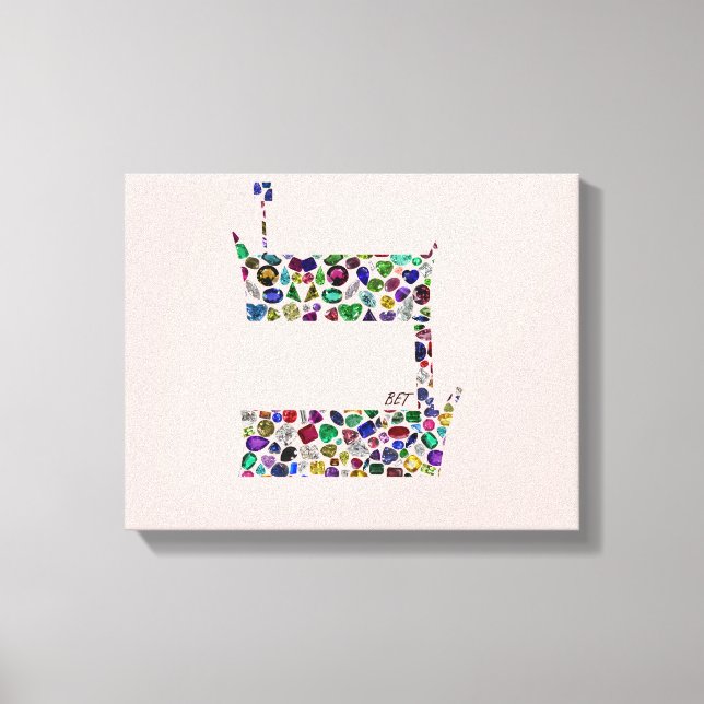 Hebrew Brev BET tillverkat av Gemstones Canvastryck (Framsida)