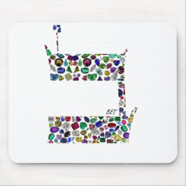 Hebrew Brev BET tillverkat av Gemstones Musmatta