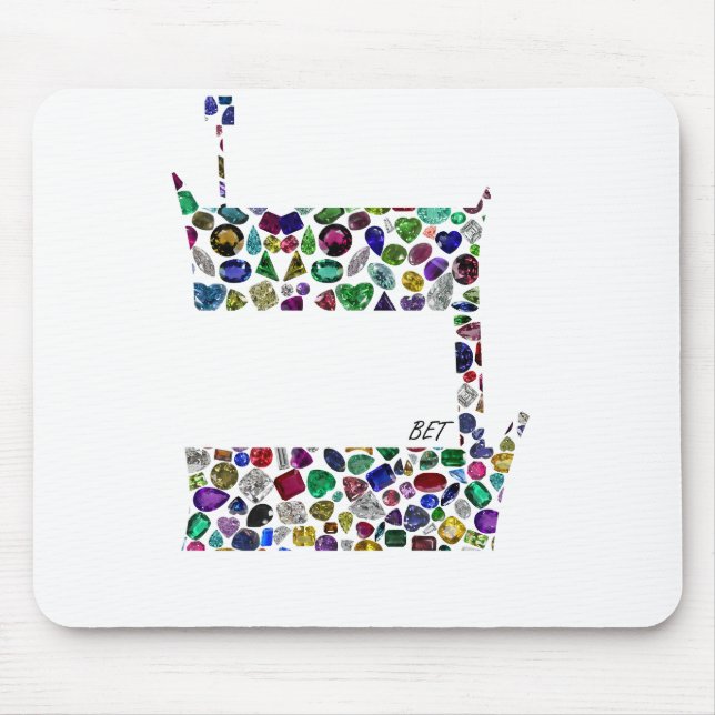 Hebrew Brev BET tillverkat av Gemstones Musmatta (Framsidan)