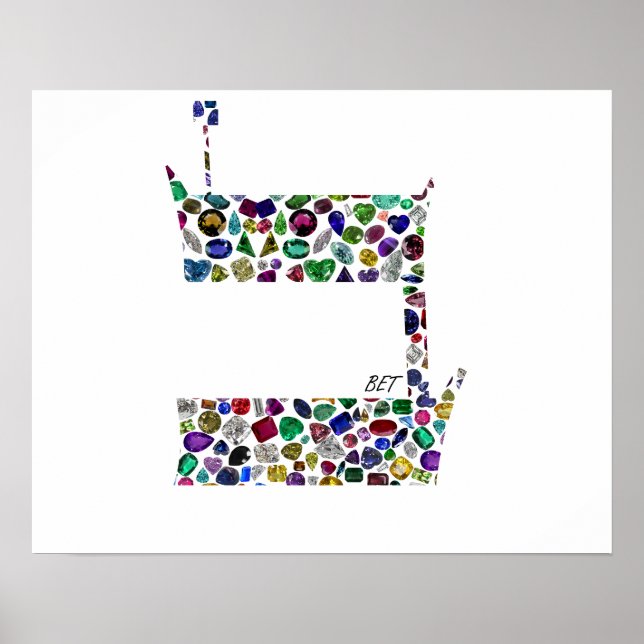 Hebrew Brev BET tillverkat av Gemstones Poster (Framsidan)