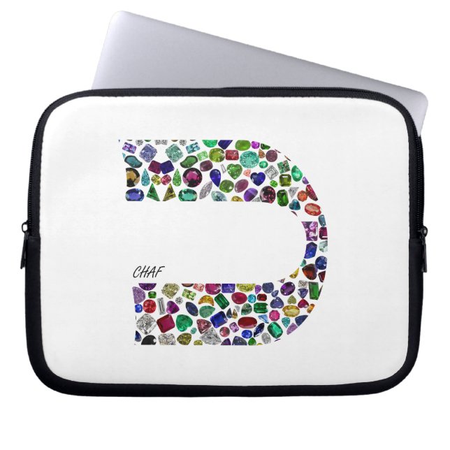 Hebrew Brev "CHAF" tillverkad med grammofoner i he Laptop Fodral (Framsidan)