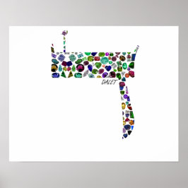 Hebrew Brev DALET tillverkat av Gemstones Poster