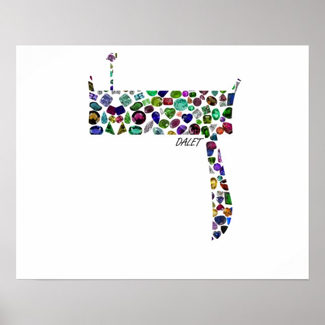 Hebrew Brev DALET tillverkat av Gemstones Poster (Framsidan)